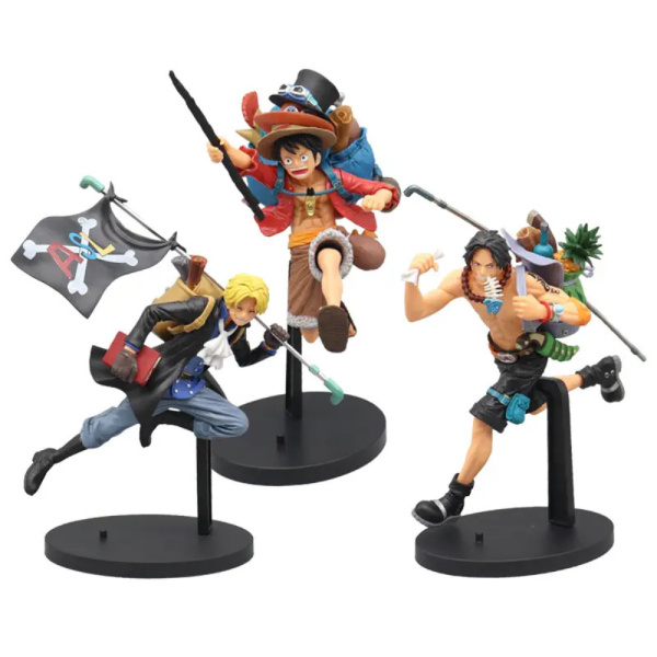 🏴‍☠️ One Piece Actiefiguren – Luffy, Sanji & Ace (ca. 19 cm)