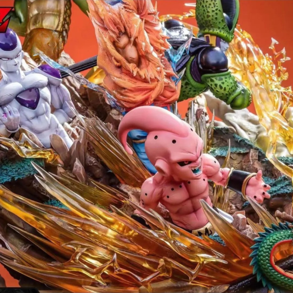 🔥 Dragon Ball Elite Beeld – Super Saiyan Goku vs Frieza, Cell & Buu (19,5 cm) - Afbeelding 3
